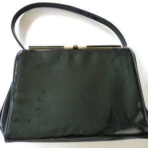 Vintage Block black patent leather handbag 50s